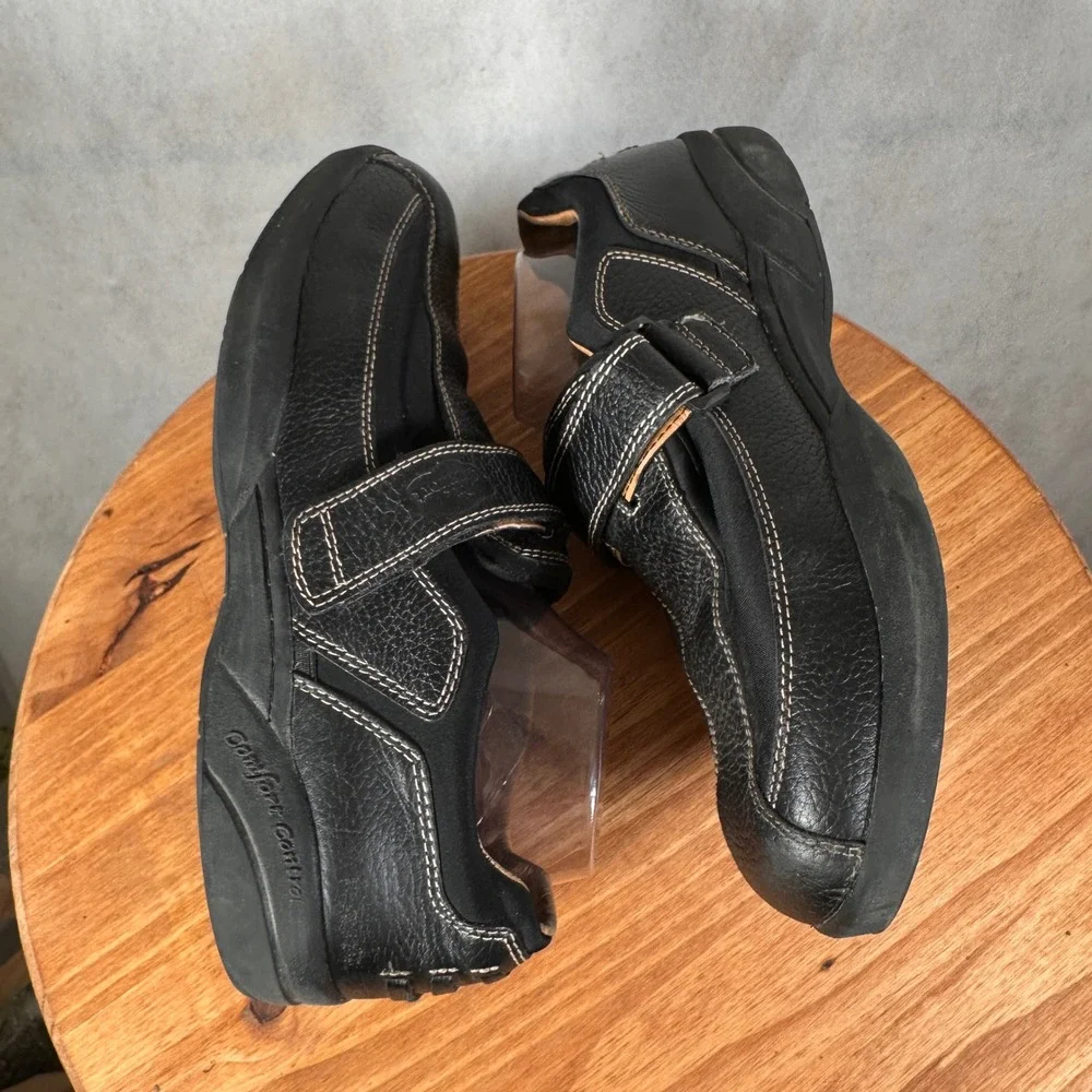 Dr. Comfort Douglas Loafers Mens 12W Black Good Leather Lycra Strap 6610